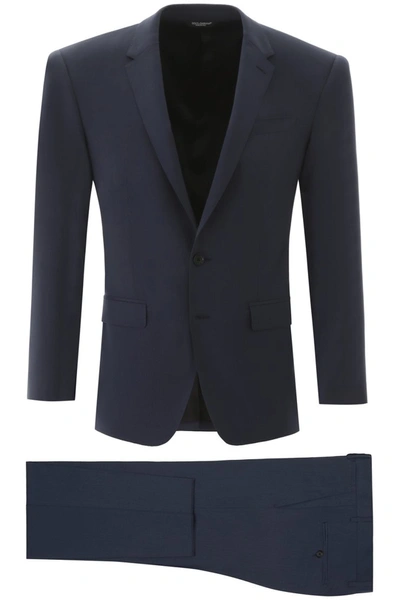 Dolce & Gabbana Virgin Wool 2 Pieces Suit In Blue