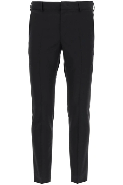 Valentino Slim-fit Wool And Mohair-blend Trousers In Nero