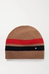 BURBERRY STRIPED MERINO WOOL AND CASHMERE-BLEND BEANIE