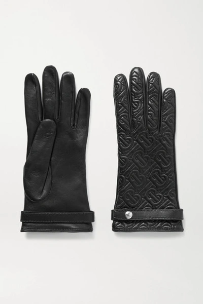 Burberry Quilted Leather Gloves In Black