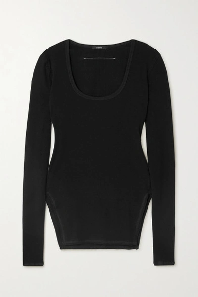 Bassike + Net Sustain Ribbed Stretch-cotton Top In Black
