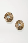 SAINT LAURENT GOLD-TONE CRYSTAL CLIP EARRINGS