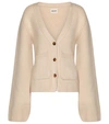 Khaite Lucy Rib-trimmed Cashmere Cardigan In Beige