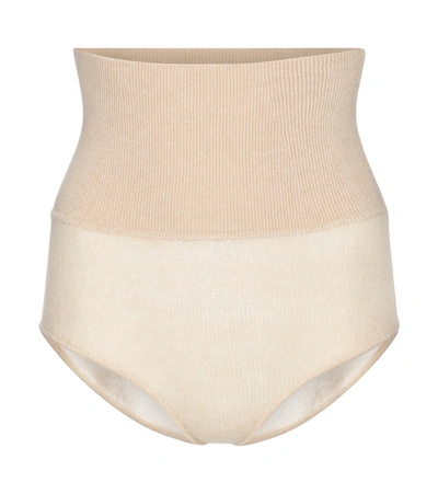 Khaite Belinda Stretch-cashmere Shorts In Beige