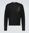 Jw Anderson Anchor Crewneck Sweater In Black