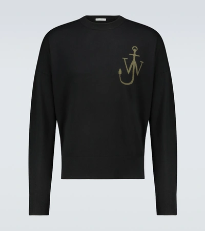 Jw Anderson Anchor Crewneck Sweater In Black