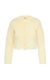 Miu Miu Diamante Embroidered Mohair-blend Cardigan In Yellow