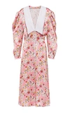 Miu Miu Sable Satin Dress With Floral Print In Floral