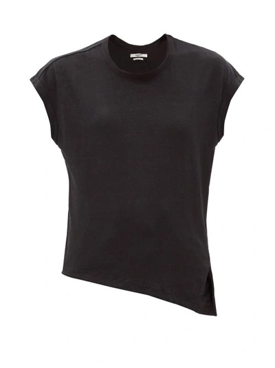 Isabel Marant Étoile Kella Slit-hem Linen-jersey T-shirt In Black