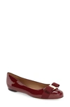 Ferragamo Varina Leather Flat In Burgundy