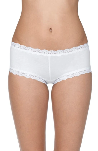 Hanky Panky Organic Cotton Low-rise Lace-trim Boyshort 891281 In White