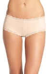 Hanky Panky Lace-trim Organic Cotton Boyshorts In Chai