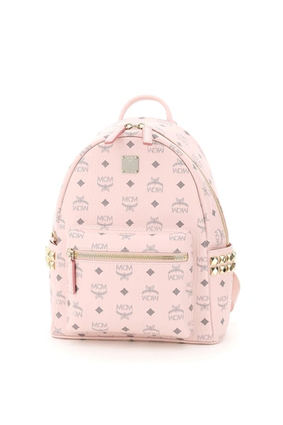 Mcm Stark Visetos Backpack With Side Studs In Powder Pink