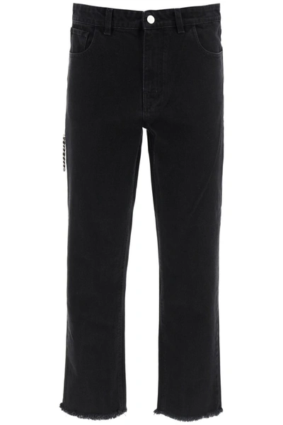 Raf Simons Cropped Basic Jeans In Black