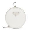 PRADA BRUSHED LEATHER ROUND MINI POUCH,16183870