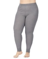 Cuddl Duds Plus Size Fleecewear Stretch Leggings In Stone Grey Heather