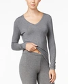 Cuddl Duds Women's Softwear V-neck Long-sleeve Layering Top In Gray