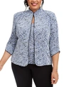 ALEX EVENINGS PLUS SIZE PRINTED MANDARIN JACKET & TOP SET