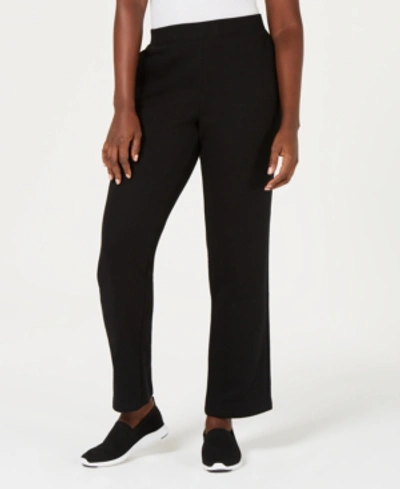 Karen Scott Petite Fleece Pants, Created For Macy's In Deep Black