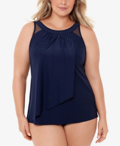 Miraclesuit Plus Size Illusionists Ursula Underwire Tankini Top In Midnight