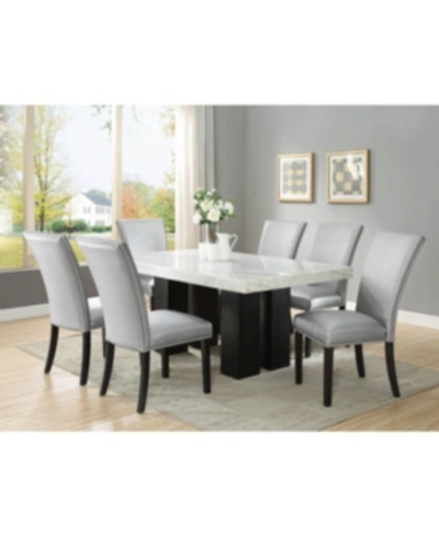 Furniture Camila 70" Rectangle Dining Table And Silver Dining Chair 7-piece Set
