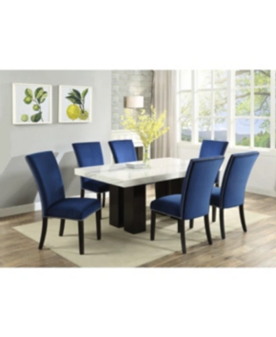 Furniture Camila Rectangle Dining Table And Blue Velvet Dining Chair 7-piece Set, Created For Macy's