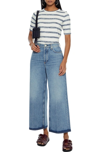Rag & Bone Ruth Cropped High-rise Wide-leg Jeans In Mid Denim