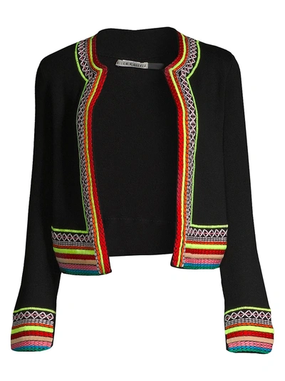 Alice And Olivia Women's Meemee Embroidered Cardigan In Black Multi