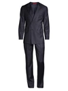 Isaia Men's Double-breasted Plaid Wool Suit In Navy