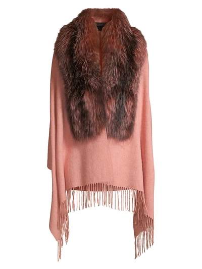 Pologeorgis Women's Fox Fur & Wool Shawl In Blush