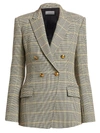 A.l.c Women's Sedgwick Plaid Double Breasted Blazer In Green Cream Yellow