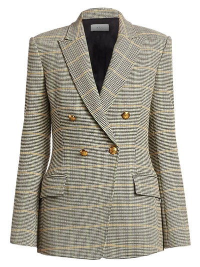 A.l.c Women's Sedgwick Plaid Double Breasted Blazer In Green Cream Yellow