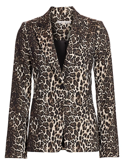 Alice And Olivia Women's Toby Leopard Print Fitted Blazer In Brown Multi