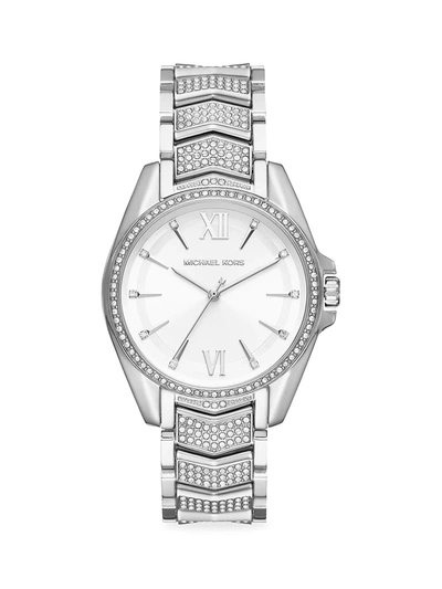 Michael Kors Core Whitney Pav Crystal & Stainless Steel Bracelet Watch In Silver