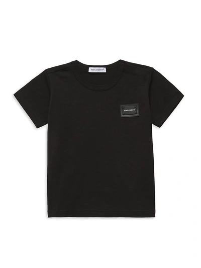 Dolce & Gabbana Black T-shirt For Baby Kids With Logo In Blue