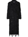 Dolce & Gabbana Double-breastd Coat With Embellished Fringing In Black