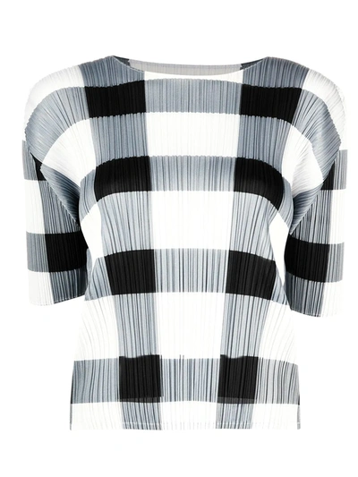 Issey Miyake Iv Block Check T-shirt In Grey