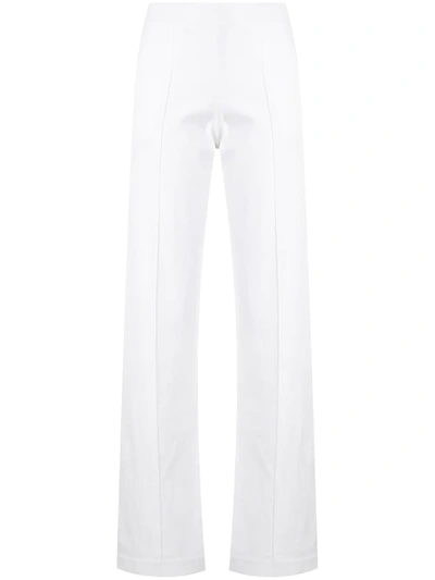 Pre-owned Chanel 2006 Mid-rise Straight Leg Trousers In White