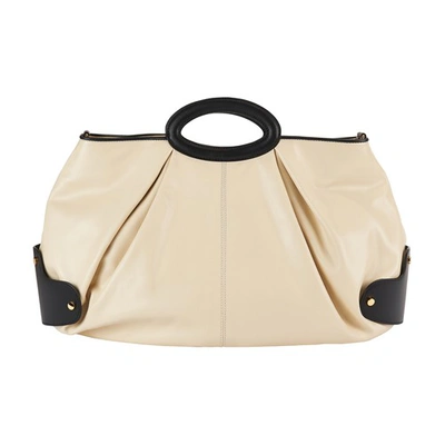 Marni Balloon Bag In Smooth Calfskin In Silk White Black ModeSens
