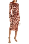 DOLCE & GABBANA RUCHED SEQUINED TULLE MIDI DRESS,3074457345624368750
