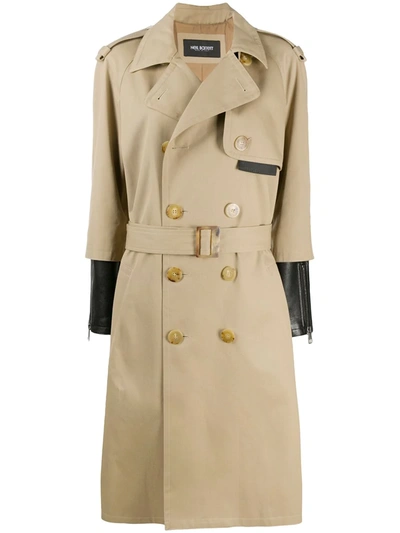Neil Barrett Layered-sleeves Trench Coat In Brown