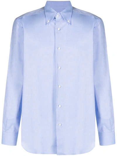 Barba Cotton Button-down Collar Shirt In Blue