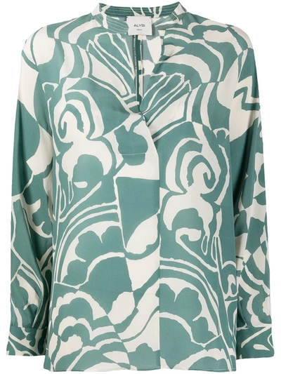 Alysi Abstract Print Blouse In Green