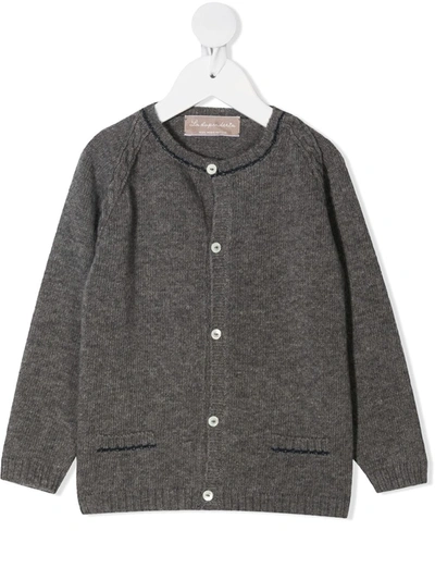 La Stupenderia Kids' Button-up Wool Cardigan In Grey
