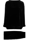 Parlor Velvet-effect Elasticated Two-piece In Black