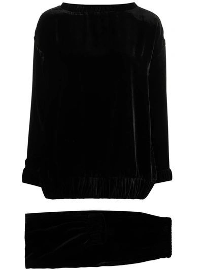 Parlor Velvet-effect Elasticated Two-piece In Black