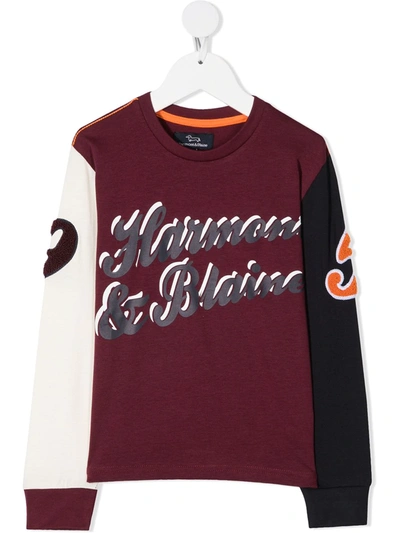 Harmont & Blaine Junior Kids' Logo-print Long-sleeve T-shirt In Red