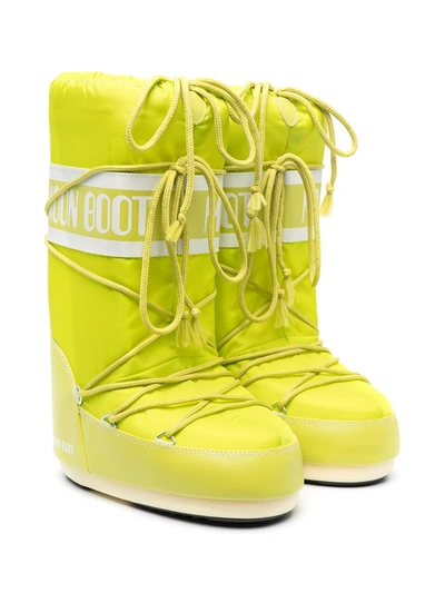 Moon Boot Teen Logo Print Snow Boots In Green