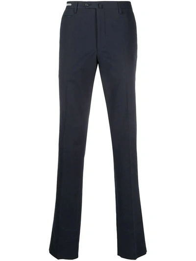 Corneliani Tailored-cut Stretch-cotton Trousers In Blue