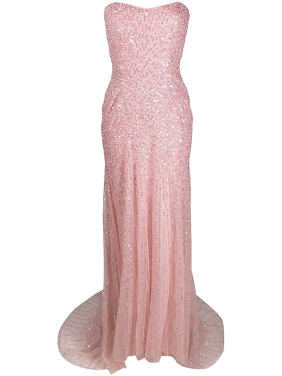 Jenny Packham Sequin-embellished Strapless Gown In Pink